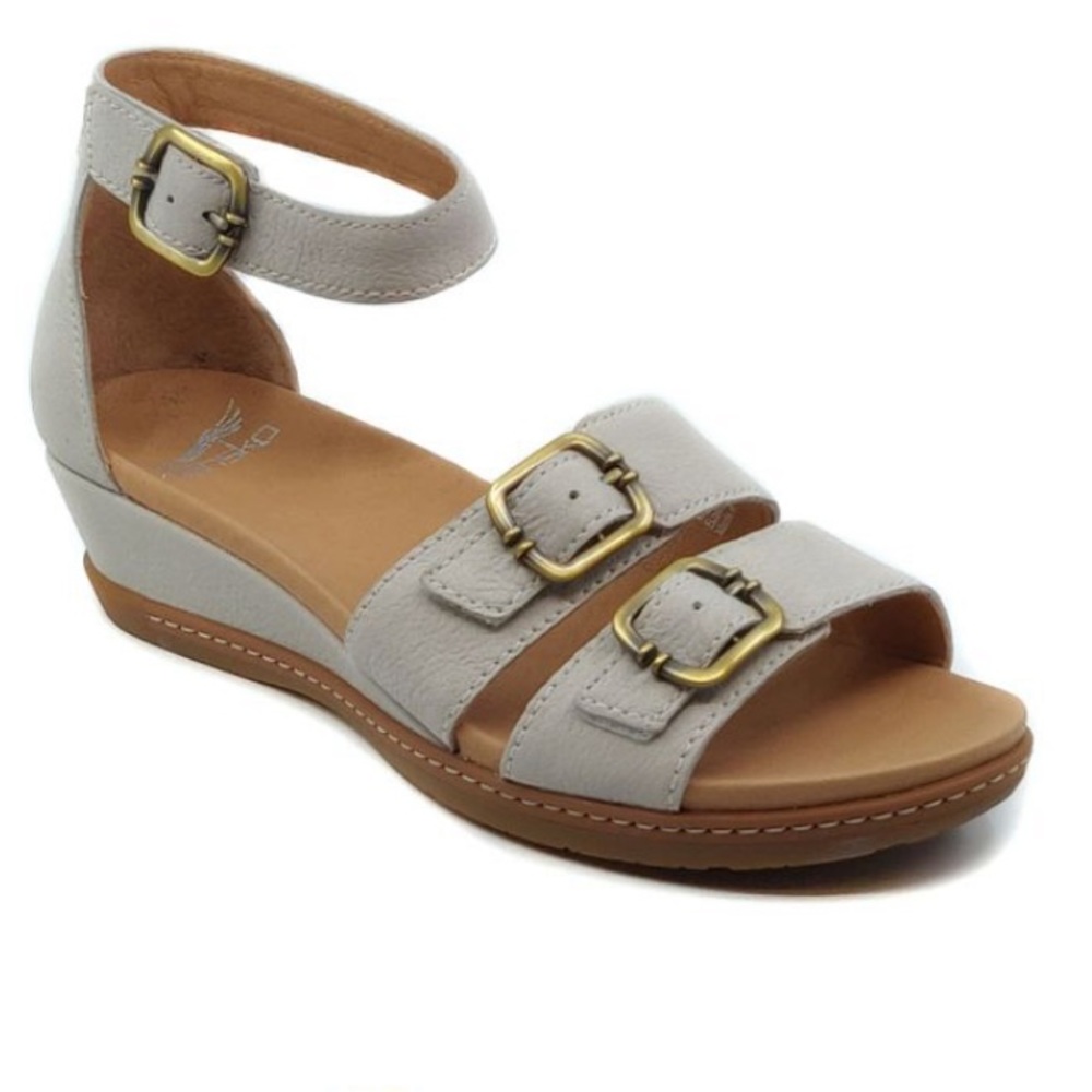 Dansko Astrid ivory textured unbuckle sandals size 37/ 6.5- 7